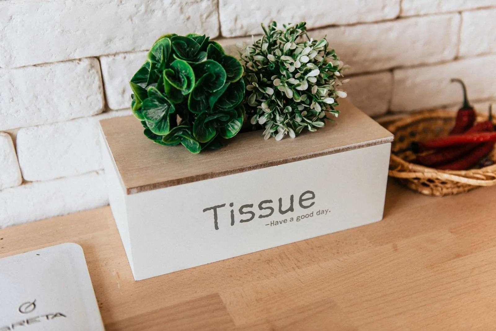 Box of facial tissues on a table